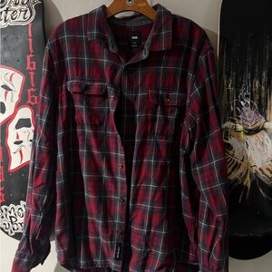 Vans Red and Black button up size large men